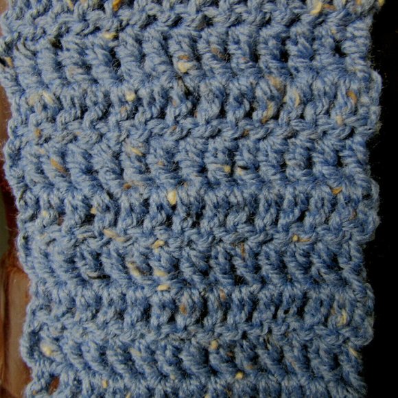 Blue Wool Scarf 74x4 Long Narrow Light Soft Handmade Crochet Knit Men Women NWT - Picture 2 of 7